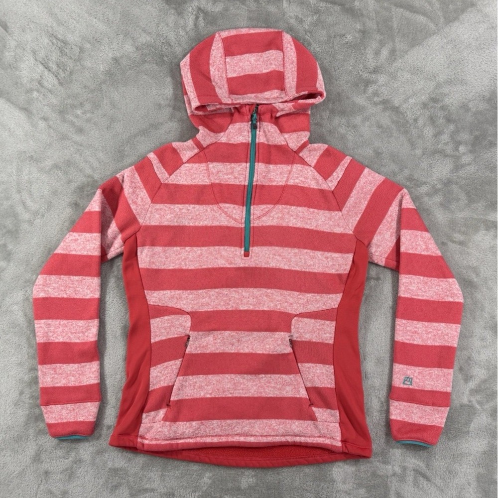 Avalanche Hoodie Womens L Pink Striped Knit Fleece Zip Pockets Outdoor Hiking